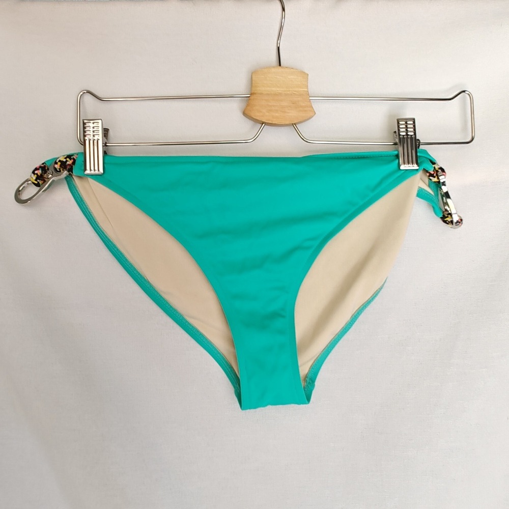 Milly Cabana Bikini Laguna Bottom Turquoise Blue Swimsuit Large L Seafoam Buckle